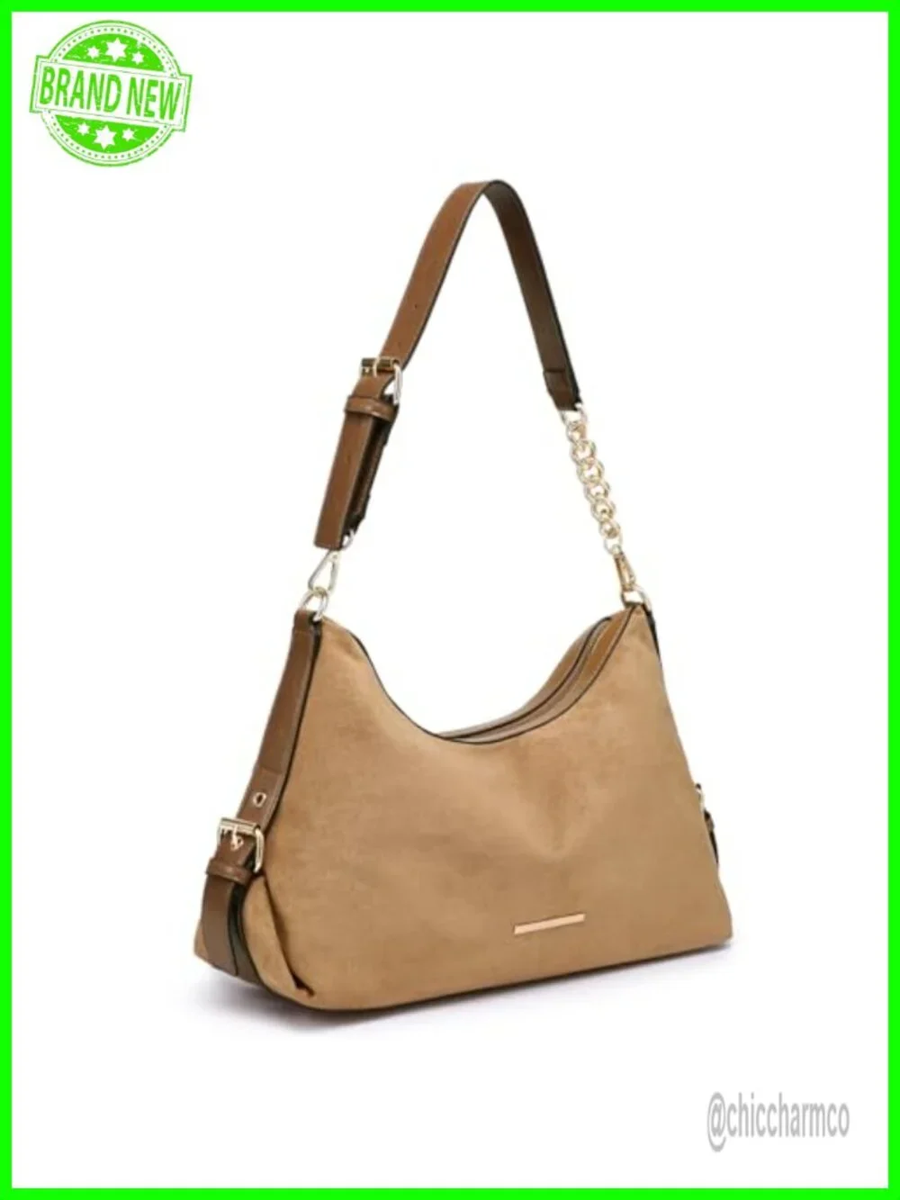 Faux Suede Hobo Bag Multi-Pocket Shoulder Purse Tote Work Travel